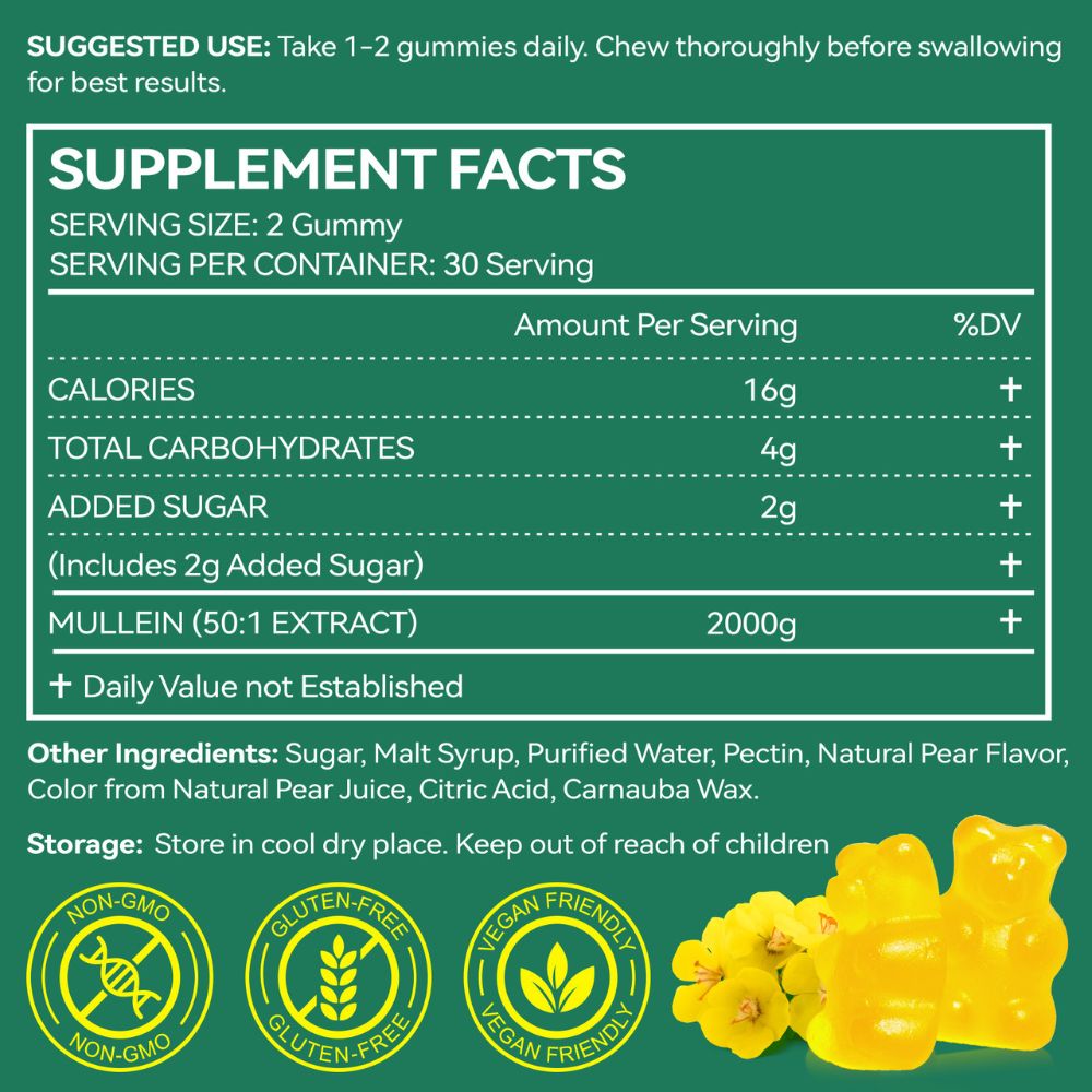Lung Cleansing Mullein Gummies - Lung & Respiratory Support